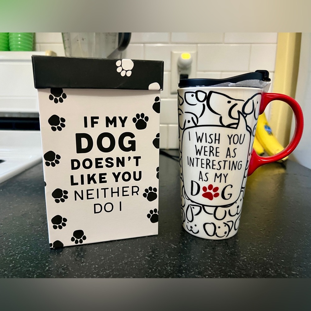 Dog Lover's Mug with Red Handle. New and never used.
